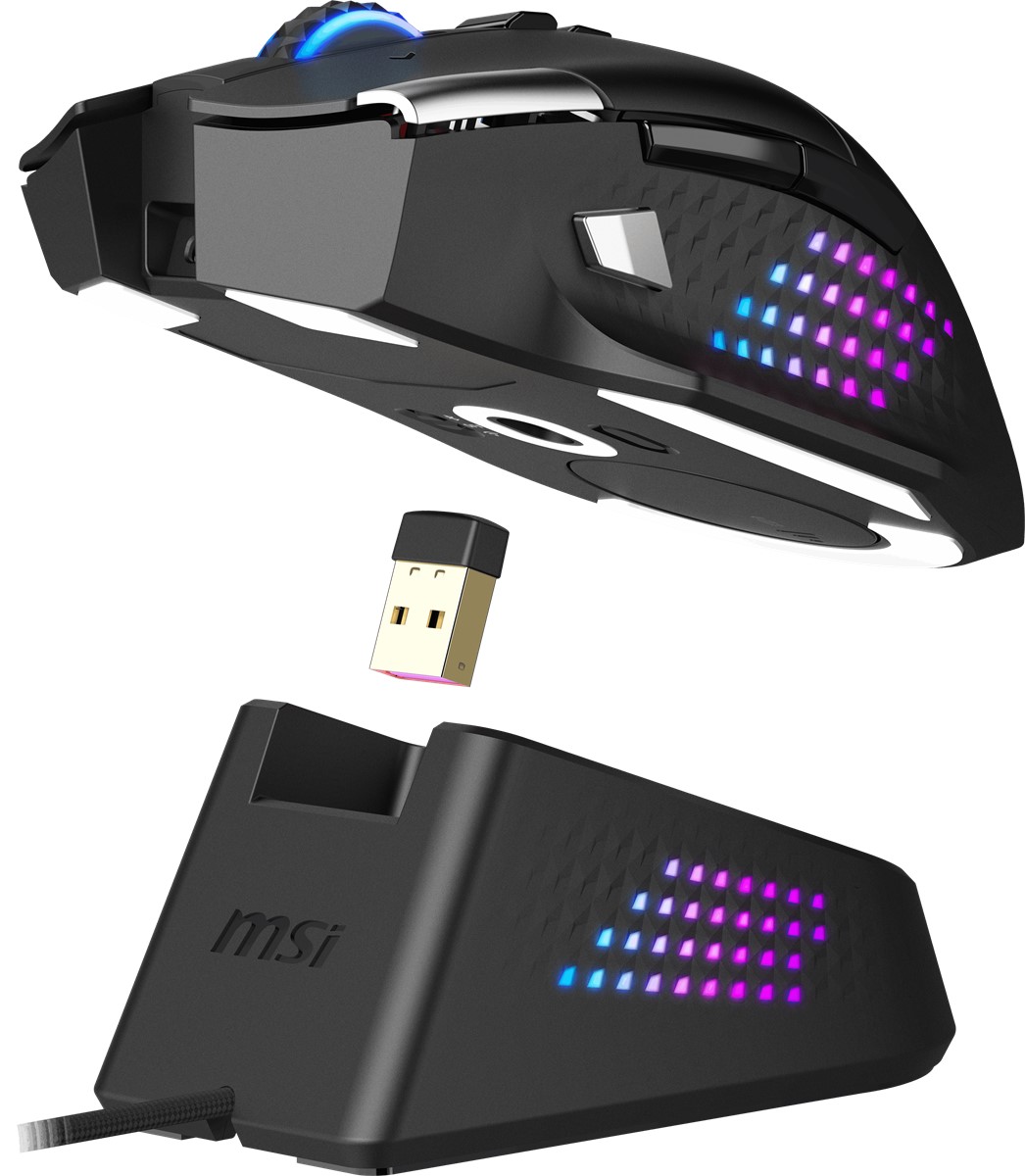 MSI GG Versa Pro Wireless 26000 DPI Kablosuz Oyuncu Faresi + Mouse Dock Pro Şarj Standı Seti