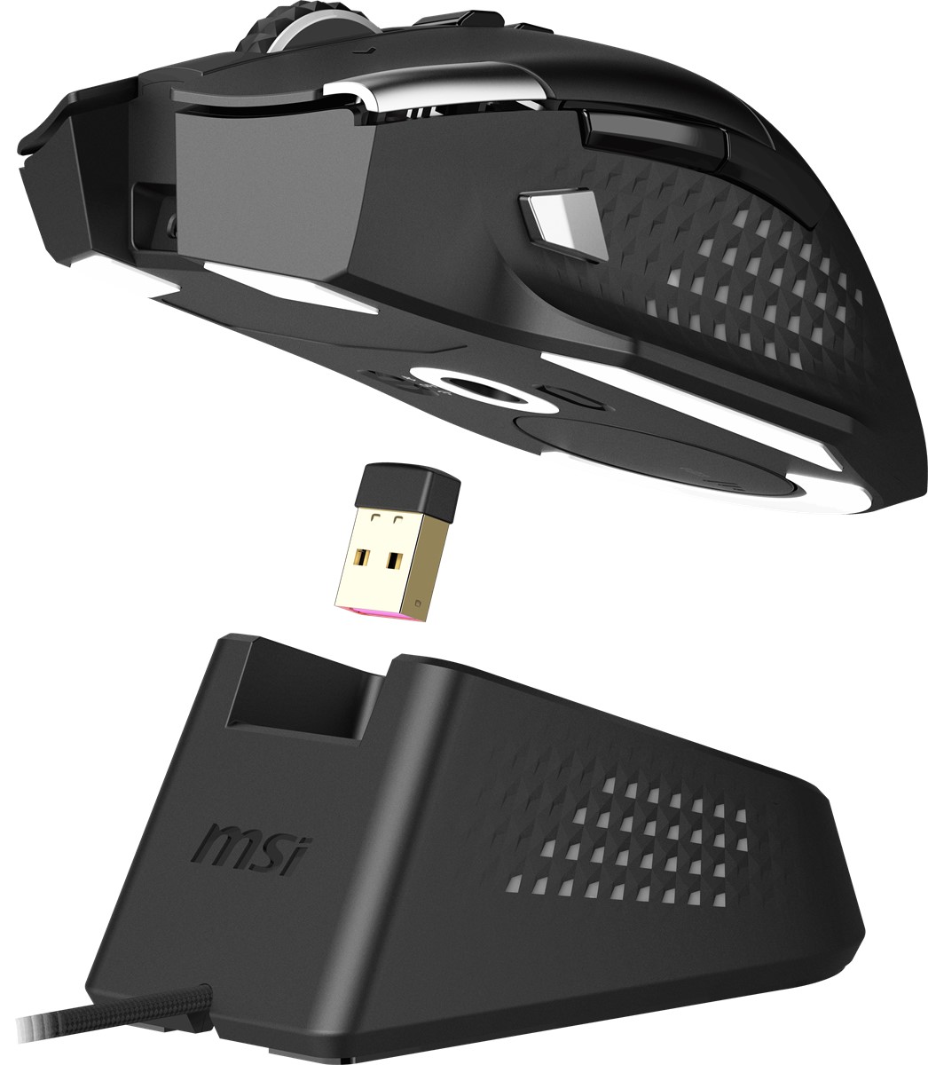 MSI GG Versa Pro Wireless 26000 DPI Kablosuz Oyuncu Faresi + Mouse Dock Pro Şarj Standı Seti