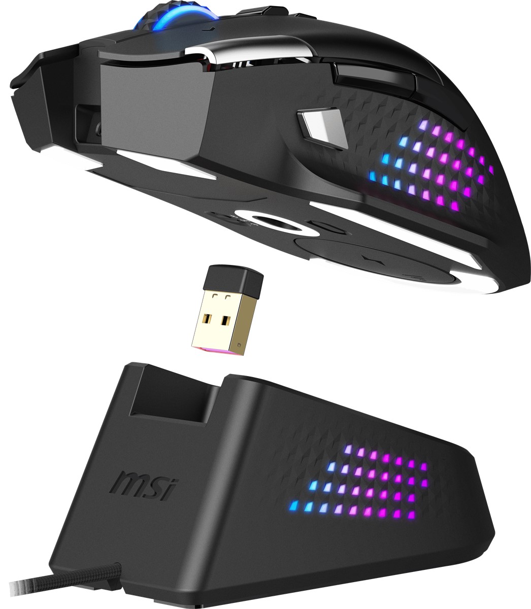 MSI GG Versa Pro Wireless 26000 DPI Kablosuz Oyuncu Faresi + Mouse Dock Pro Şarj Standı Seti