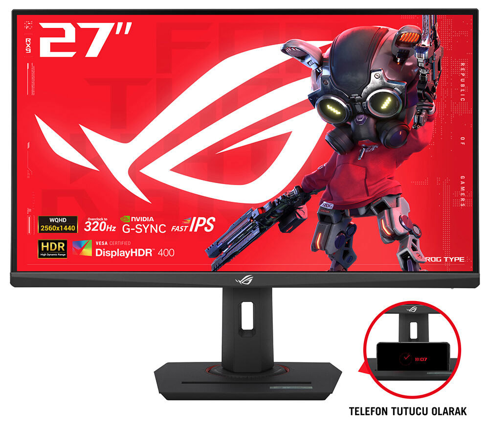 ASUS 27" IPS ROG STRIX XG27ACMS 0.3MS 320HZ OC HDMI-DP TYPEC Pivot Gaming Monitör 2560x1440 /  90LM0BE0-B01171