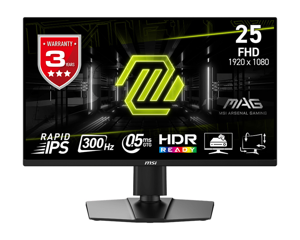 MSI 24.5" RAPID IPS MAG 255PXF 0.5MS 300HZ HDMI-DP Pivot Gaming Monitör 1920x1080