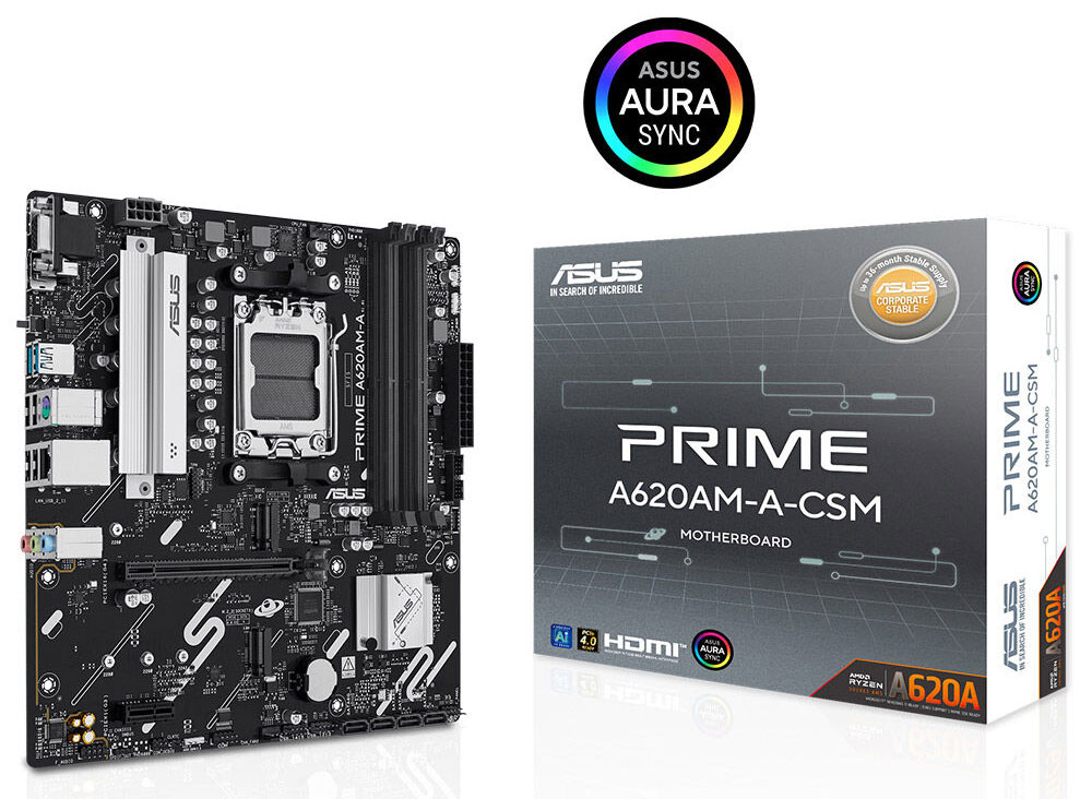 ASUS PRIME A620AM-A-CSM DDR5 HDMI-DP PCIE 4.0 AM5 mATX Kurumsal Anakart