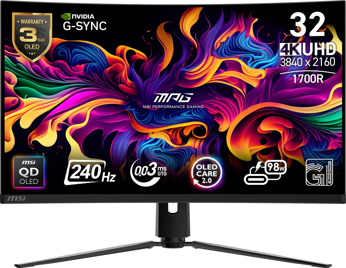 MSI 31.5" MPG 321CURX QD-OLED 0.03MS 240Hz HDMI-DP TYPEC Kavisli Gaming Monitör 3840x2160