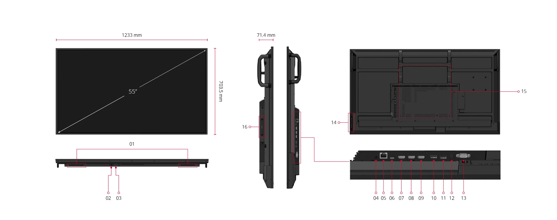 VIEWSONIC 55" CDE5514-2C 55" 4K UHD Kurumsal Sunum ve Dijital Tabela Ekranı