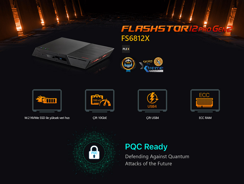 ASUSTOR126diskli (Nvme Disk) RTyzen V3C14-4GB RAM-2x10GbE Nas Server Flashstor 12 Pro Gen2 FS6812X