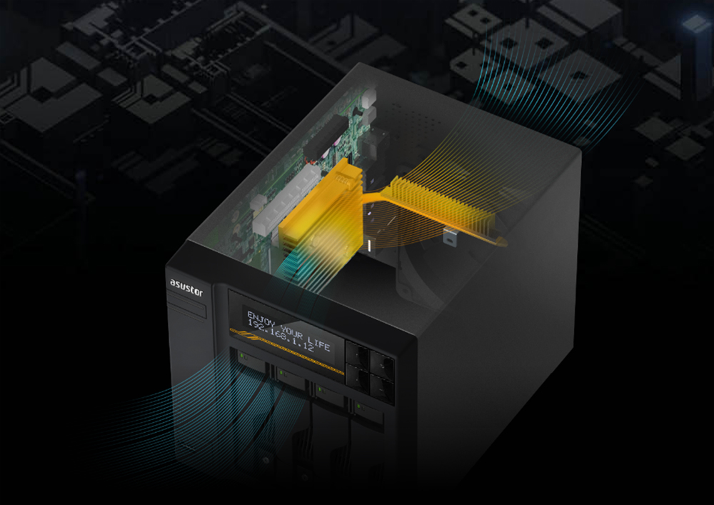 ASUSTOR 4diskli RYZEN V3C14-16GB DDR5 ECC RAM-2-10GbE Nas Server LOCKERSTOR 4 Gen3 AS6804T / 90IX01T4-BW3S00