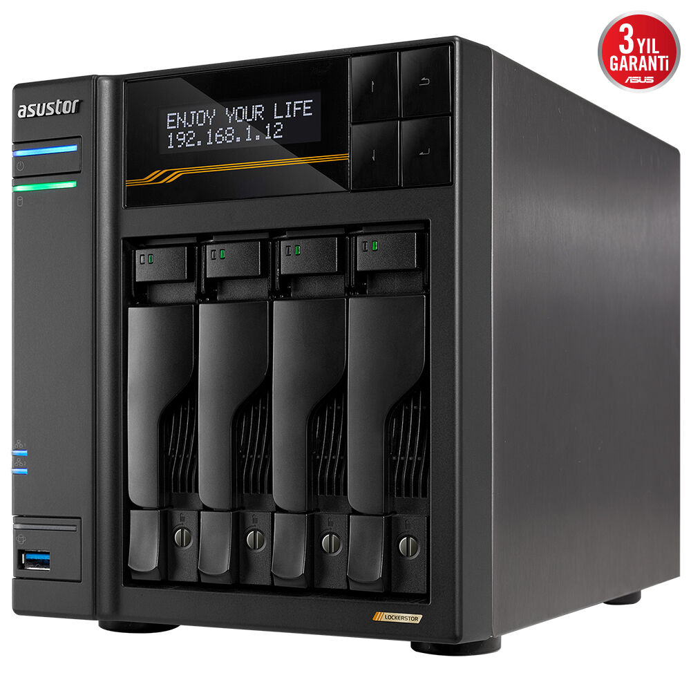 ASUSTOR 4diskli RYZEN V3C14-16GB DDR5 ECC RAM-2-10GbE Nas Server LOCKERSTOR 4 Gen3 AS6804T / 90IX01T4-BW3S00 ikinci görünüm