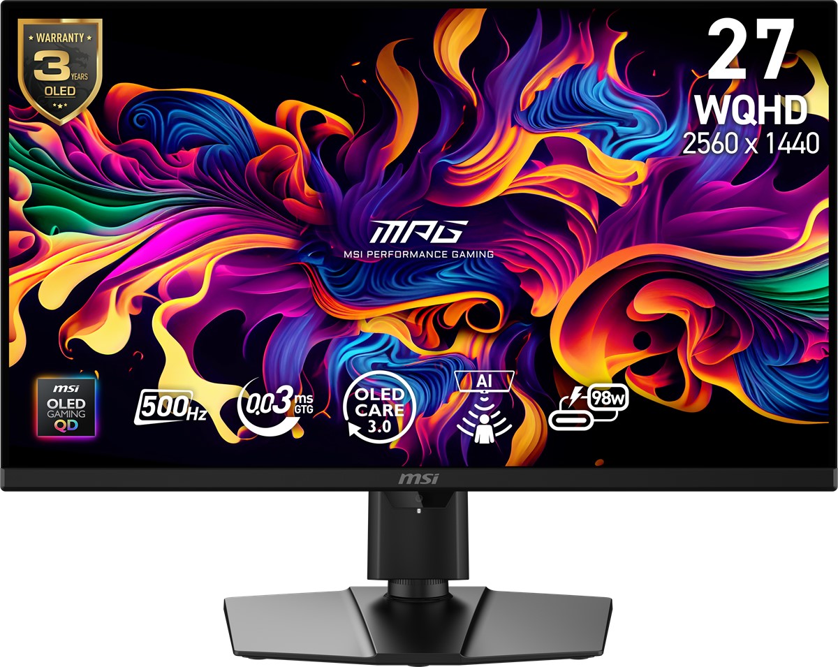 MSI 26.5" MPG 271QR QD-OLED X50 0.03MS 500HZ HDMI-DP Gaming Monitör 2560x1440