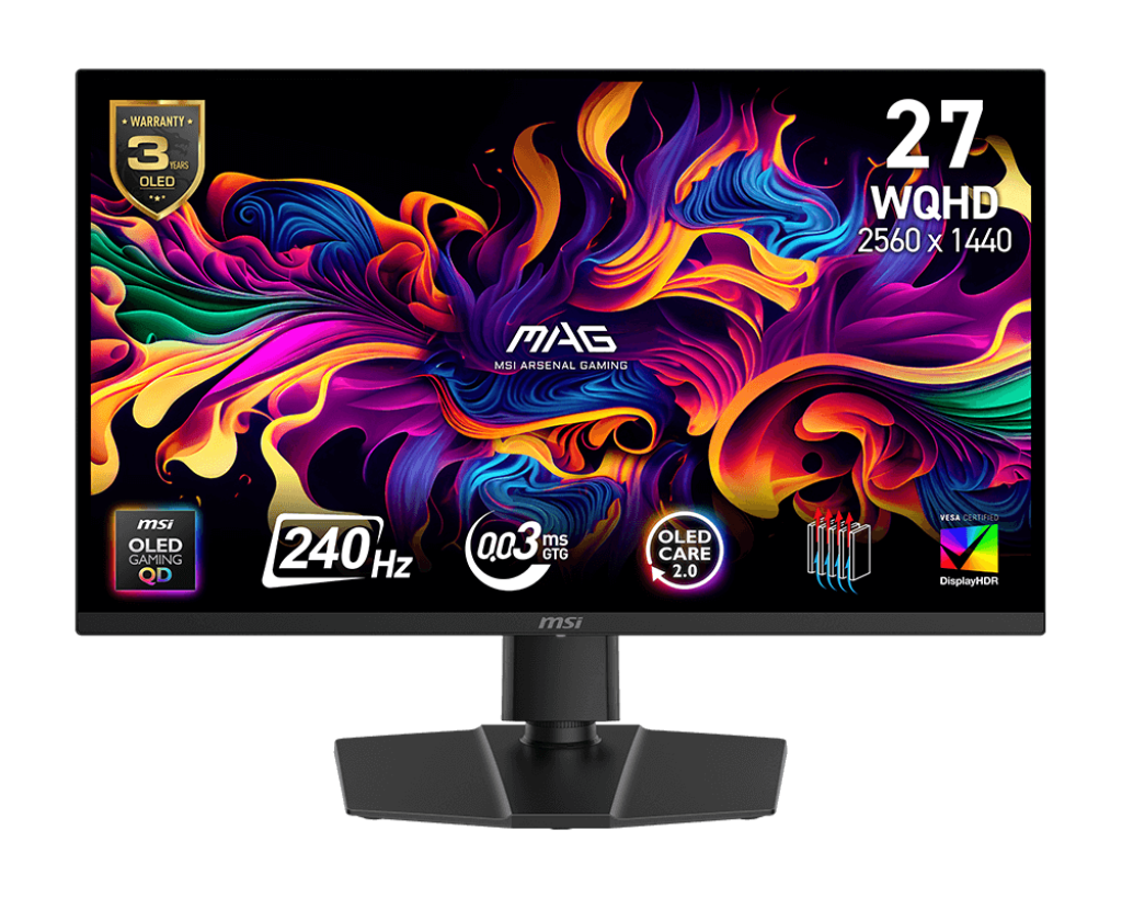MSI 27" MAG 273QP QD-OLED X24 0.03MS 240HZ HDMI-DP Gmaing Monitör 2560x1440