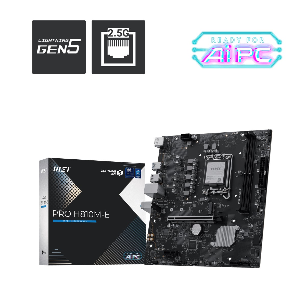 MSI PRO H810M-E DDR5 HDMI-DP PCIE 4.0 1851p mATX ikinci görünüm