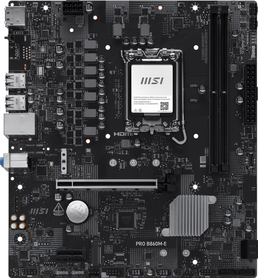 MSI PRO B860M-E DDR5 HDMI-DP PCIE 5.0 1851p mATX