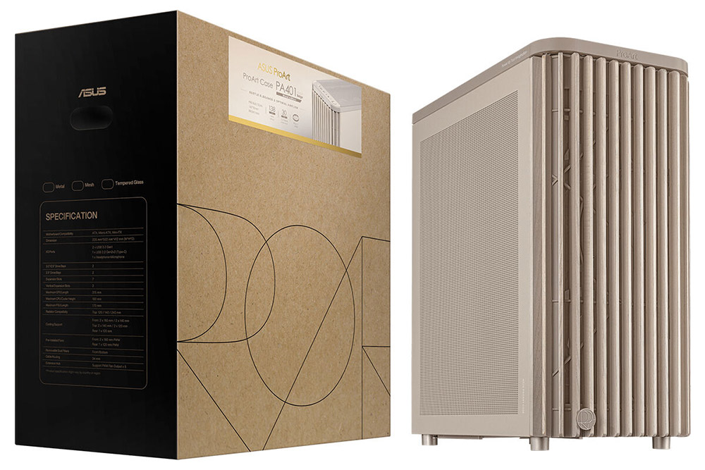 ASUS PROART PA401 WOOD MESH PWM BEIGE Gaming Mid-Tower PC Kasası