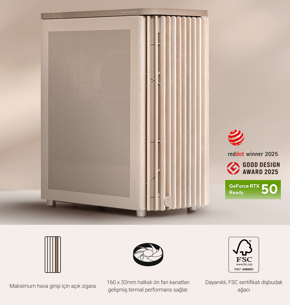 ASUS PROART PA401 WOOD MESH PWM BEIGE Gaming Mid-Tower PC Kasası