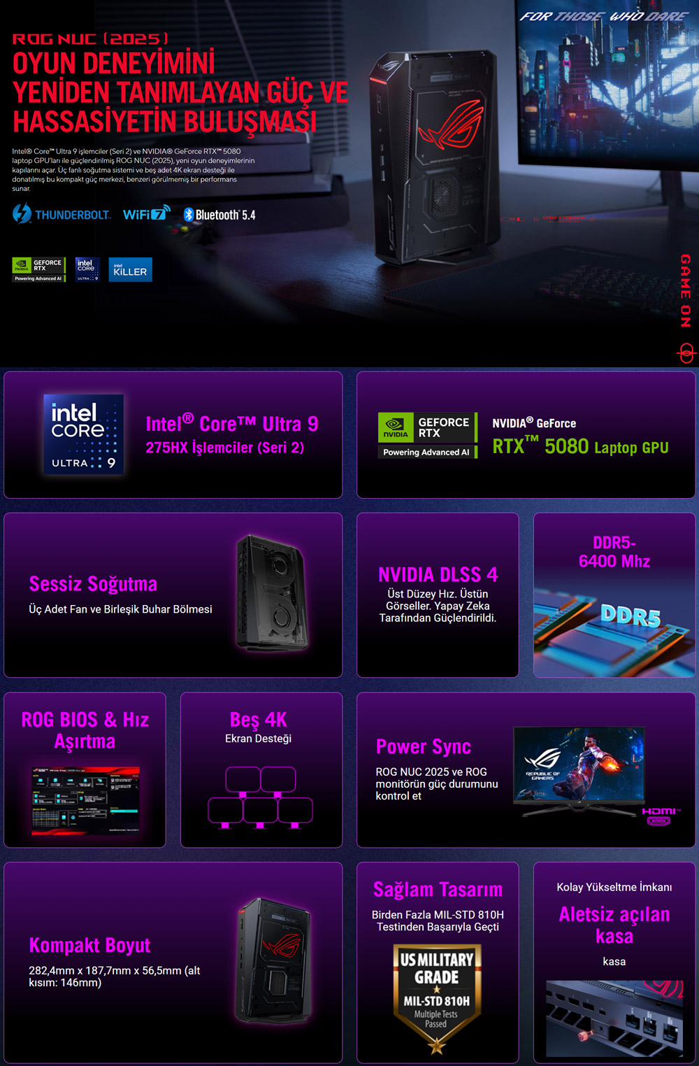 ASUS ULTRA 9 275HX-32GB DDR5 RAM-1TB NVME-12GB RTX5070TI-W11H GAMING MINI PC / ROG NUC RNUC15JNK9X389A2 / 90AS00I1-M000C0