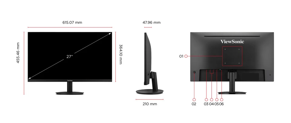 VIEWSONIC 27" IPS VA2708-2K-HD-2 4MS 75HZ HDMI-DP Kurumsal Monitör 2560x1440