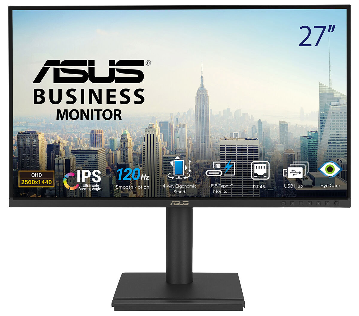 ASUS 27" IPS BE27ACGN 120HZ HDMI-DP TYPEC RJ45 Pivot Kurumsal Monitör 2560x1440 / 90LM03I0-B03K71