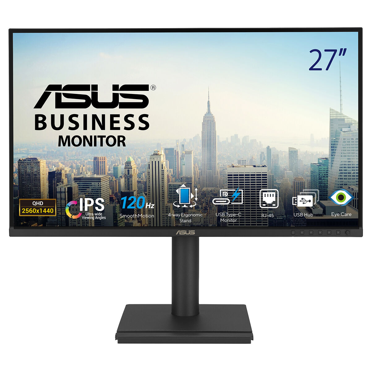ASUS 27" IPS BE27ACGN 120HZ HDMI-DP TYPEC RJ45 Pivot Kurumsal Monitör 2560x1440 / 90LM03I0-B03K71