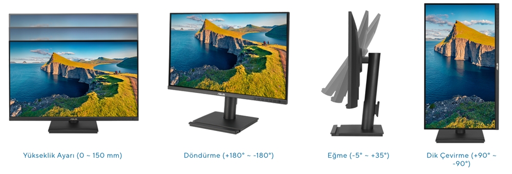 ASUS 27" IPS BE27ACGN 120HZ HDMI-DP TYPEC RJ45 Pivot Kurumsal Monitör 2560x1440 / 90LM03I0-B03K71