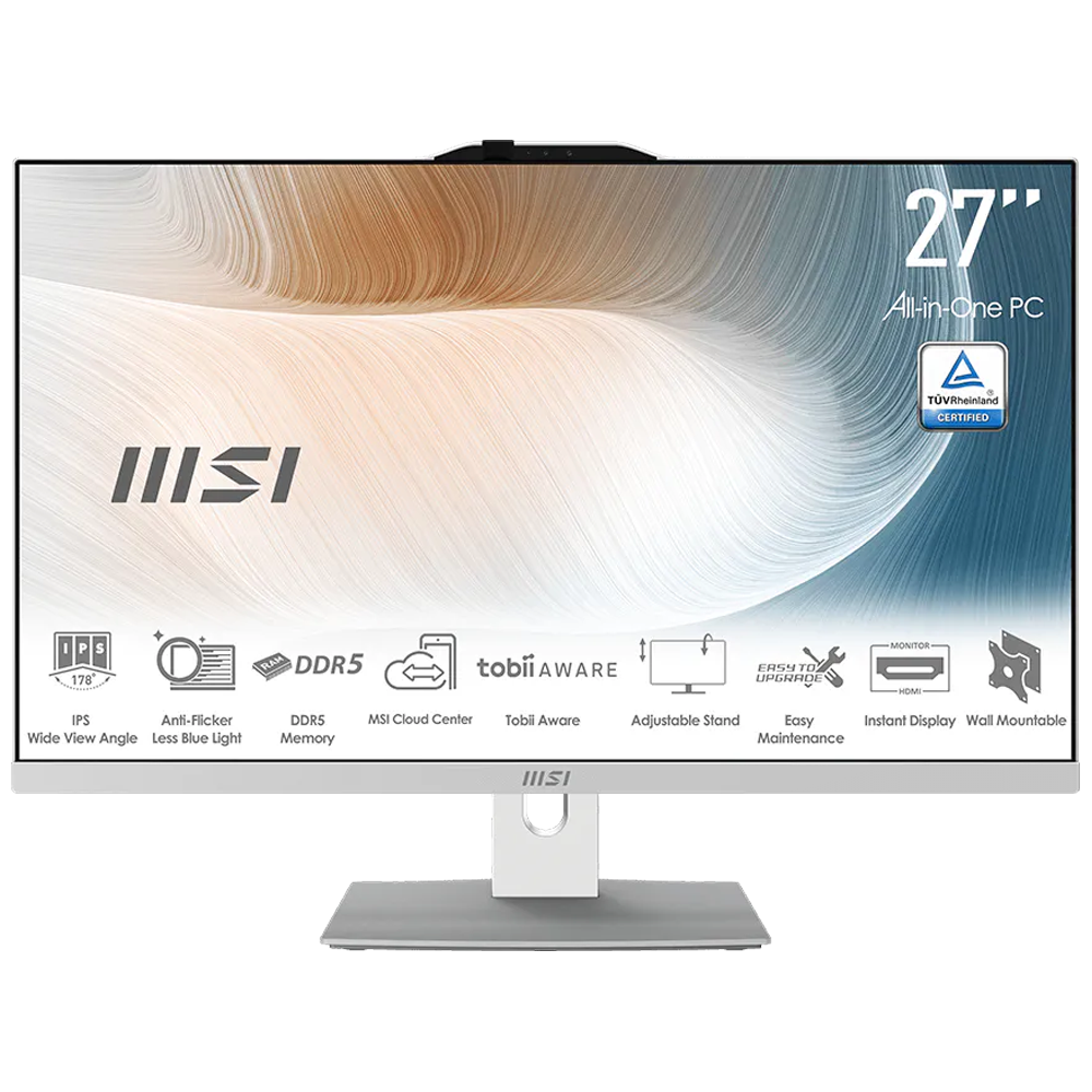MSI AIO 27" CORE 7 150U-16GB DDR5 RAM-1TB NVME-FDOS BEYAZ / MODERN AM272P 1M-1095XEU ikinci görünüm