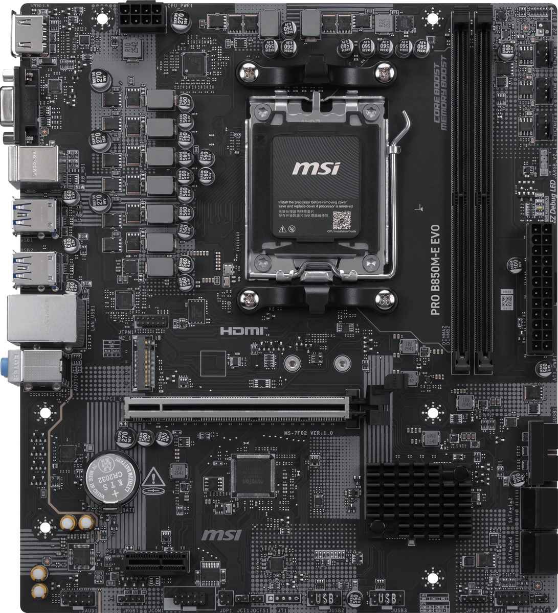 MSI PRO B850M-E EVO DDR5 HDMI-DP PCIE 5.0 AM5 mATX