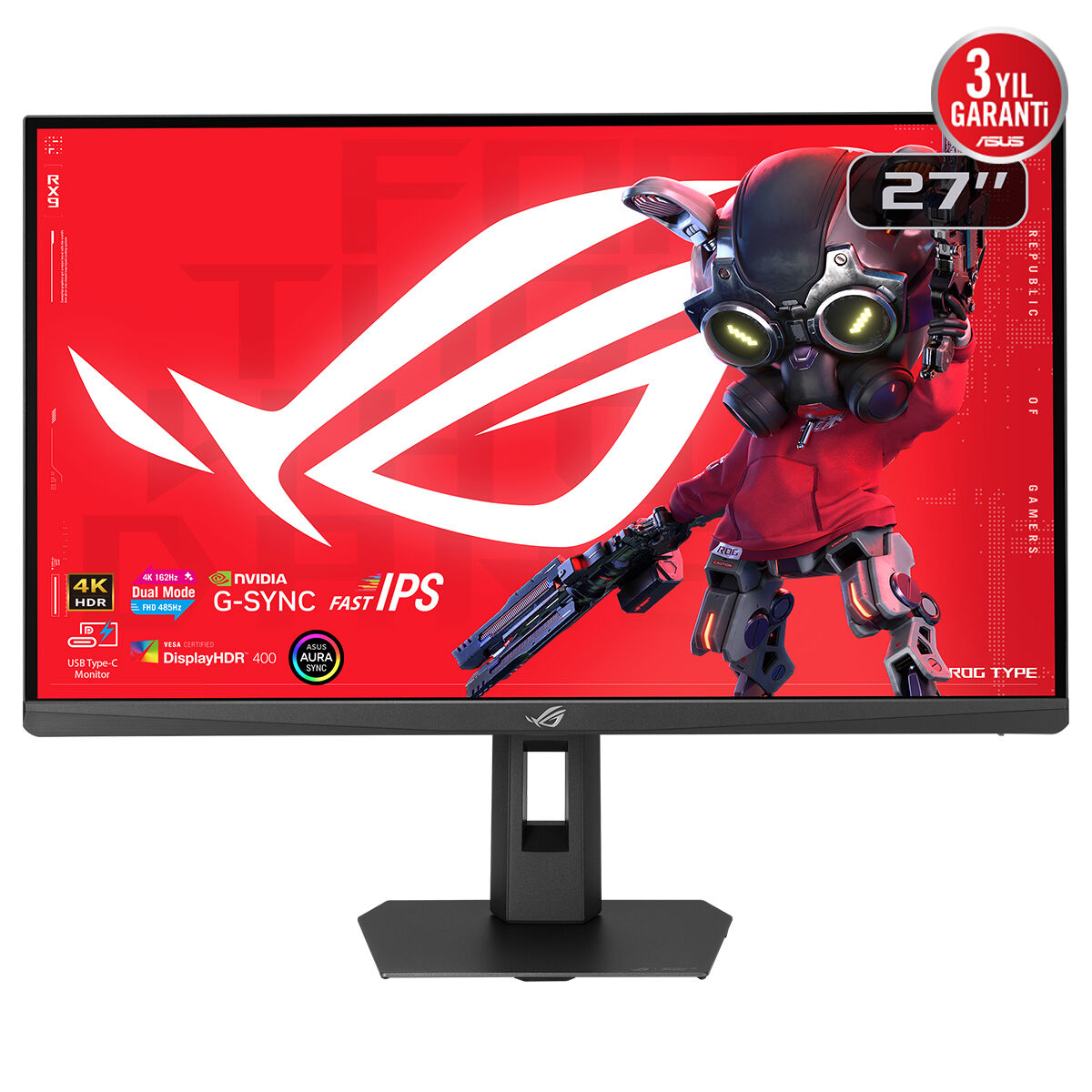 ASUS 27" FAST IPS ROG STRIX XG27UCGR 1MS DUAL 160-320HZ HDMI-DP TYPEC Gaming Monitör 3840x2160 / 90LM0CS0-B01371