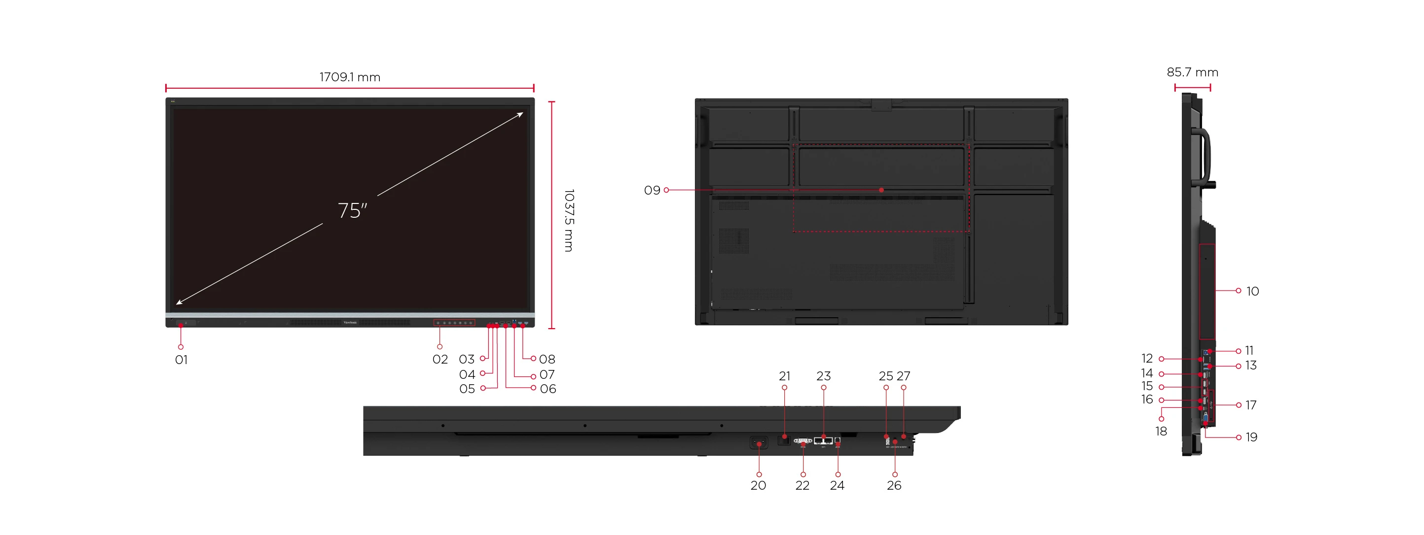 VIEWSONIC 75" ViewBoard IFP7551-3C 75" 4K Ultra HD İnteraktif Akıllı Ekran