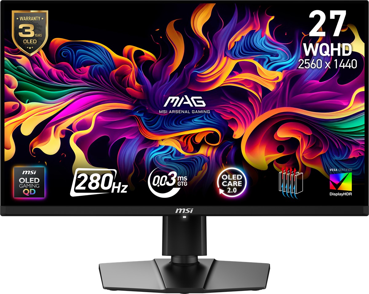 MSI 26.5" MAG 271QP QD-OLED X28 0.03MS 280HZ HDMI-DP Pivot Gaming Monitör 2560x1440