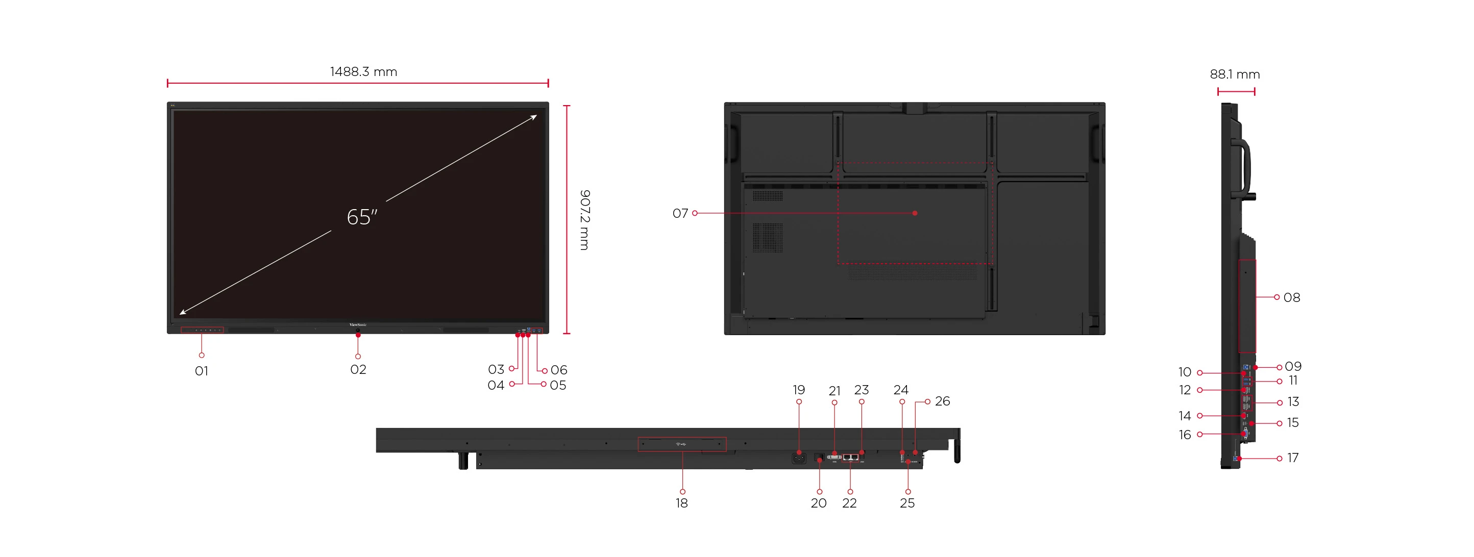 VIEWSONIC 65" IFP6541-1-1C VS21062 4K Ultra HD İnteraktif Akıllı Ekran