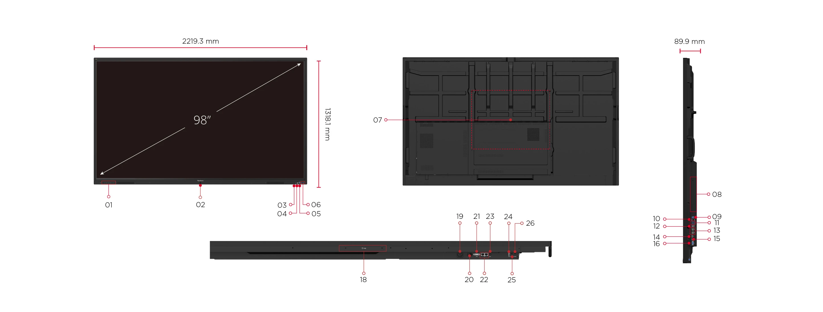 VIEWSONIC 98" ViewBoard IFP9841-1-1C 98" 4K Ultra HD İnteraktif Akıllı Ekran