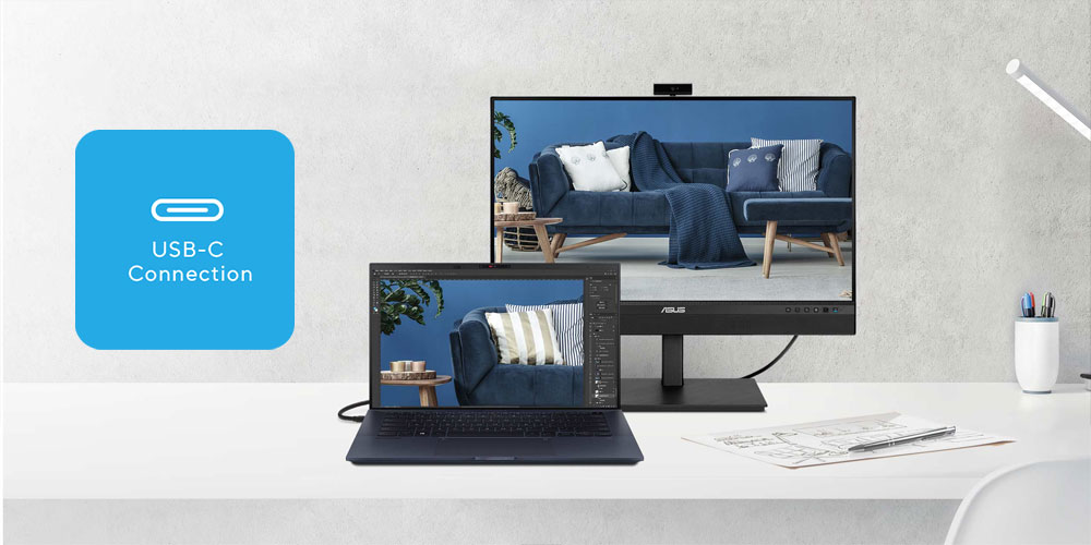 ASUS 27" IPS BE27ACSBK 5MS 60HZ HDMI-DP TYPEC Multimedya Web Kameralı Monitör 2560x1440