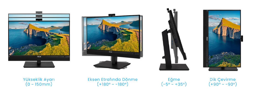 ASUS 27" IPS BE27ACSBK 5MS 60HZ HDMI-DP TYPEC Multimedya Web Kameralı Monitör 2560x1440