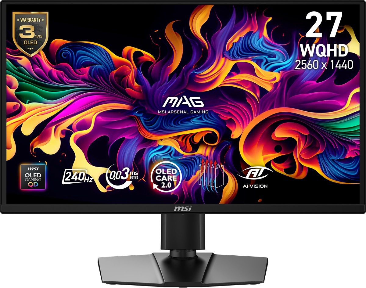 MSI 26.5" MAG 272QP QD-OLED X24 0.03MS 240HZ HDMI-DP TYPEC Gaming Monitör 2560x1440