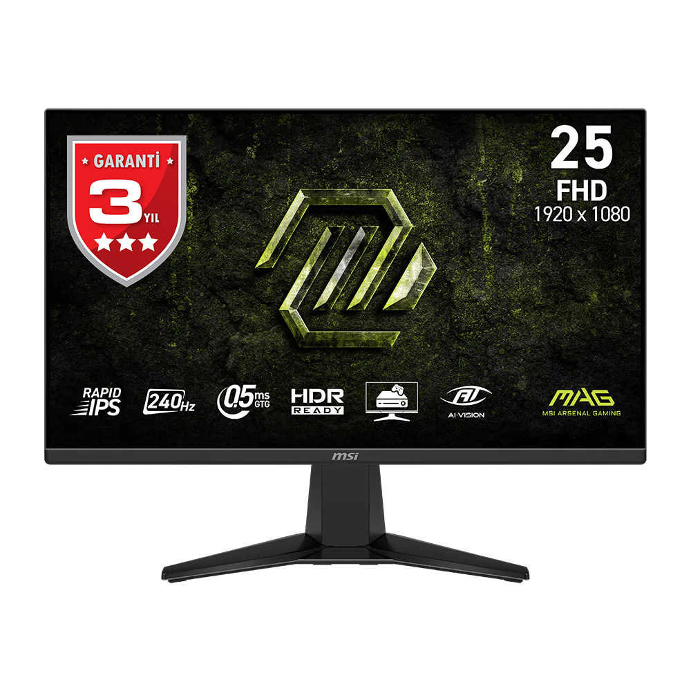 MSI 24.5" RAPID IPS MAG 255F X24 0.5MS 240HZ HDMI-DP Gaming Monitör 1920x1080