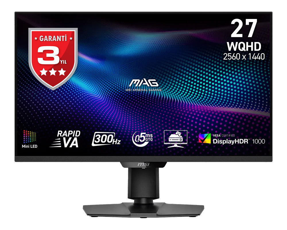 MSI 27" RAPID VA MAG 274QPF X30MV 0.5MS 300Hz HDMI-DP Pivot Gaming Monitör 2560x1440