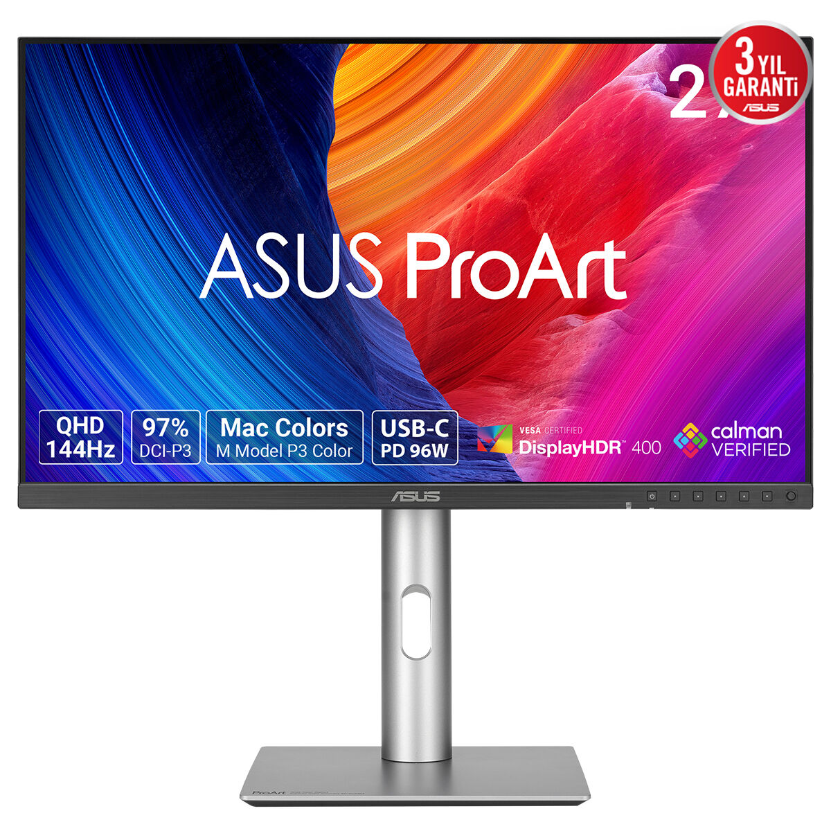 ASUS 27" IPS  PROART PA278CGRV 5MS 144HZ HDMI-DP TYPCE Grafik Tasarım Monitörü 2560x1440 / 90LM06Q1-B01K71