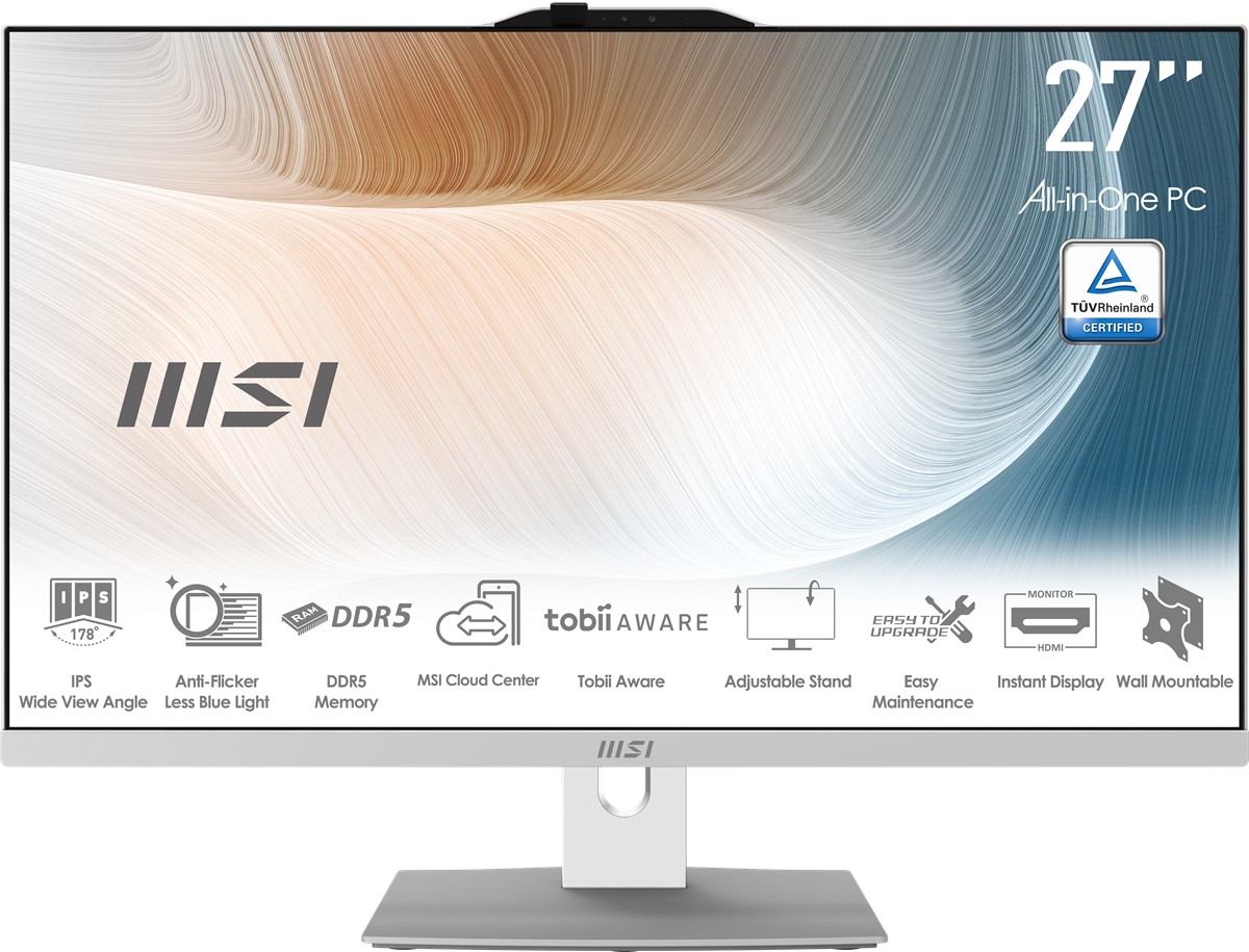 MSI AIO 27" CORE 7 150U-16GB DDR5 RAM-1TB NVME-FDOS BEYAZ / MODERN AM272P 1M-1095XEU ikinci görünüm