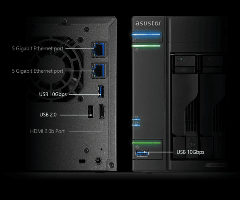 ASUSTOR 4diskli Celeron QC- 4GB RAM-2-2.5GbE Nas Server AS6704T v2