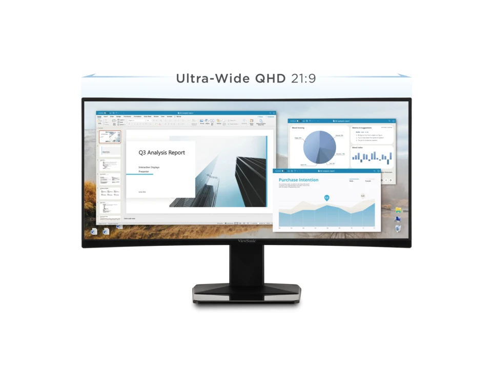 VIEWSONIC 34" VA VG3419C-2 VS20781 3.5MS 120HZ HDMI-DP TYPEC RJ45 Kavisli Docking Monitör 3440x1440