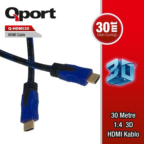 QPORT 30metre Q-HDMI30 HDMI Kablo 3D Gold 1.4v