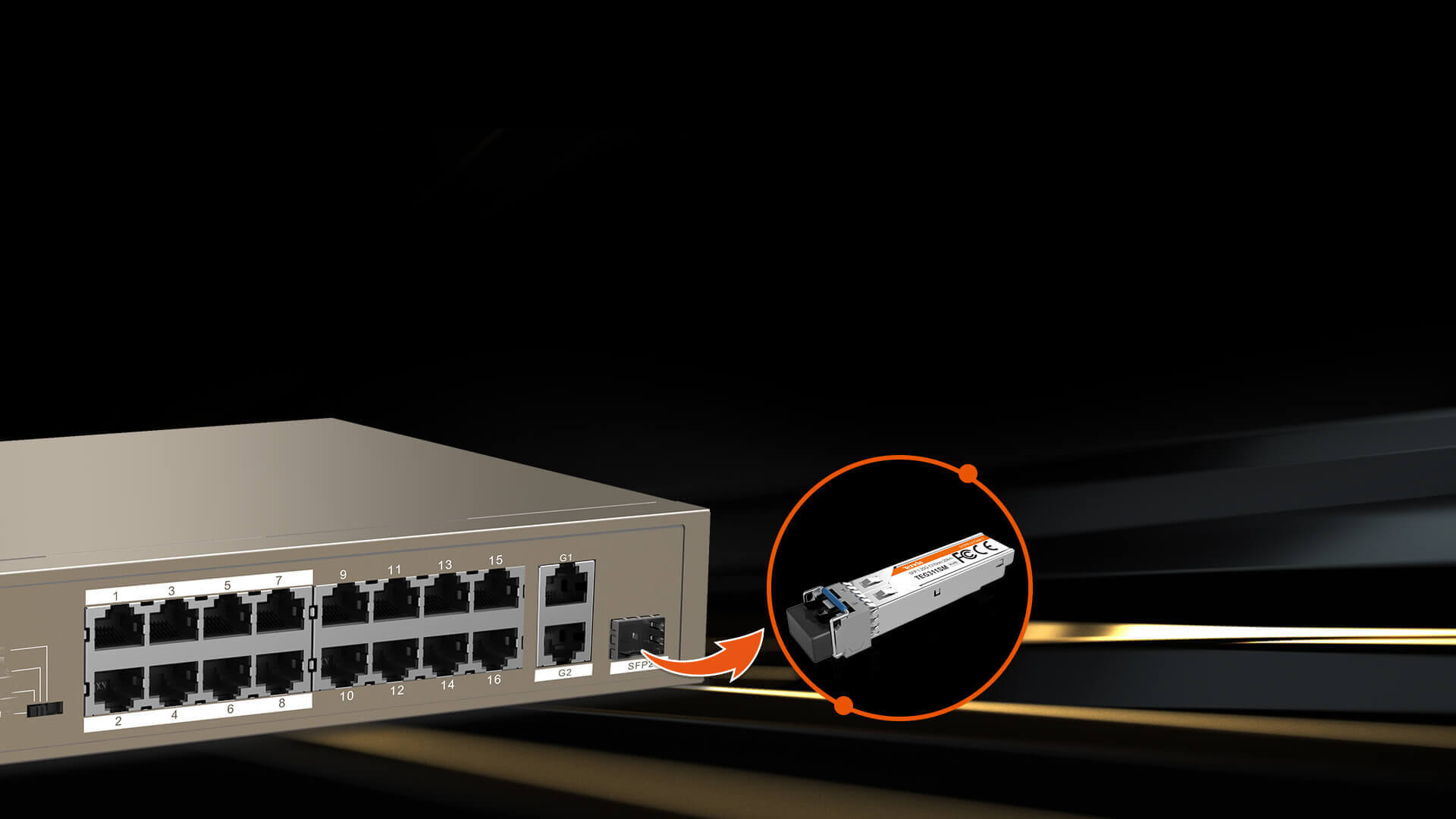 TENDA 16port PoE 150w 10/100 1-SFP Yönetilemez Switch TEF1118P-16-150W