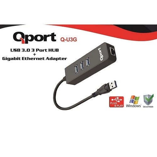 QPORT Q-U3G Gigabit  USB 3.0 Ethernet Çoklayıcı Hub ikinci görünüm