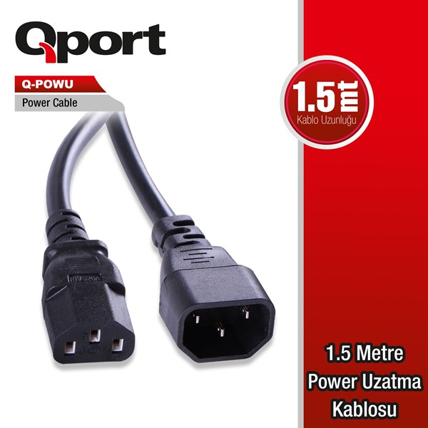 QPORT 1.5metre Q-POWU Monitör Ara Power Kablosu
