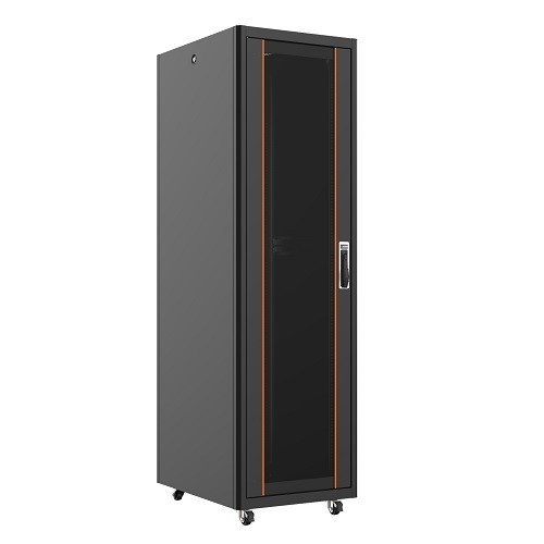 AGER 26U 600x800mm Dikili Tip Siyah Kabinet Agena AG-VB26U6080S1 Cam Kapak ikinci görünüm