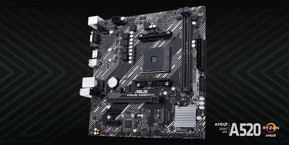 ASUS PRIME A520M-K DDR4 M2 PCIe NVME HDMI PCIe 16X v3.0 AM4 mATX