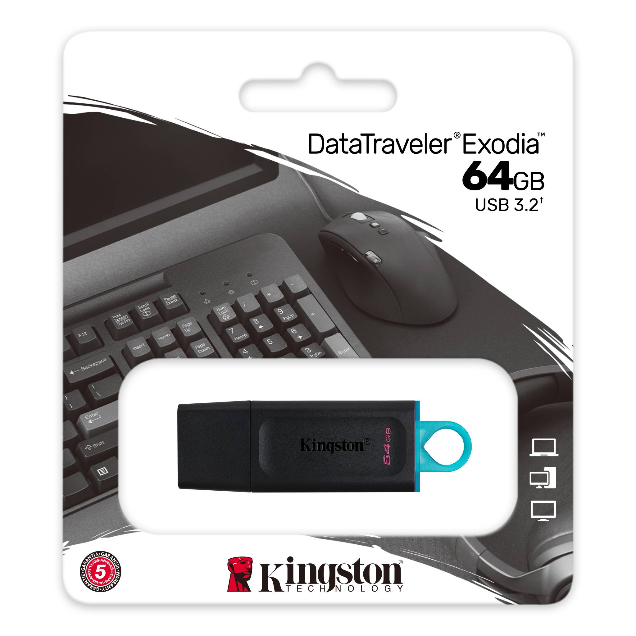KINGSTON 64GB USB 3.2 Exodia DTX/64GB Siyah Taşınabilir Bellek ikinci görünüm