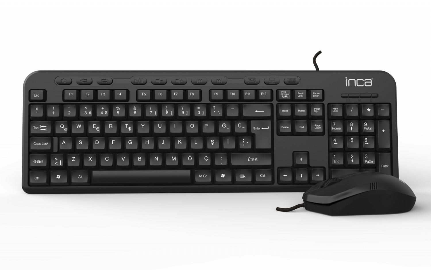 INCA IMK-375T Kablolu USB Q Trk Siyah Klavye - Mouse Set ikinci görünüm