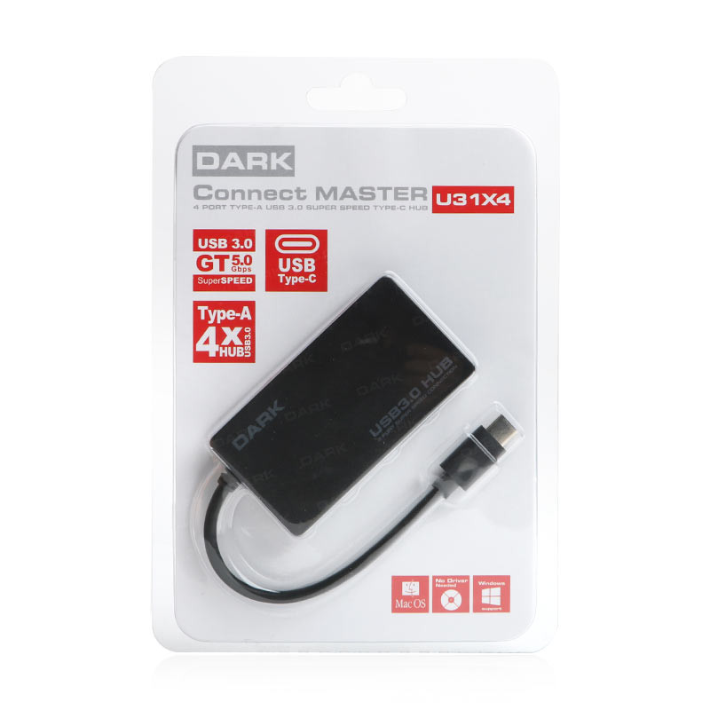 DARK Connect Master DK-AC-USB31X4 4port USB3.1-TYPE-C Siyah USB Çoklayıcı Hub ikinci görünüm
