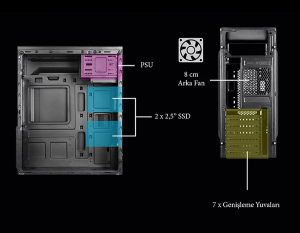 VENTO 400W Peak VS114F Standart Mid-Tower PC Kasası
