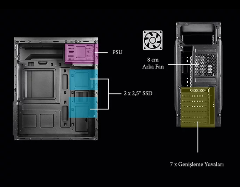 VENTO 400W Peak VS114F Standart Mid-Tower PC Kasası