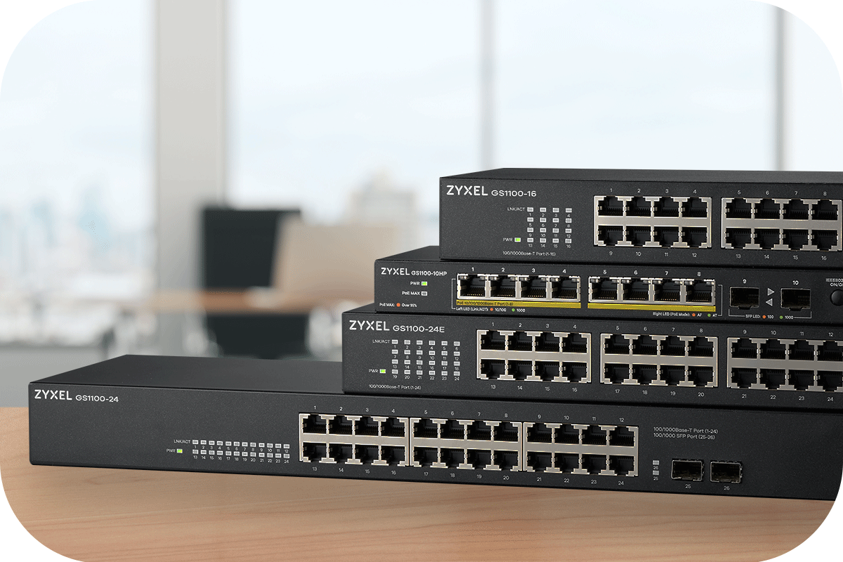 ZyXEL 8port PoE 130w 2-SFP Gigabit Yönetilemez Switch GS1100-10HP